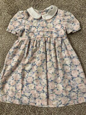 FLORAL Vintage POLLY FLINDERS Church Easter Spring Dress 4T peter pan collar